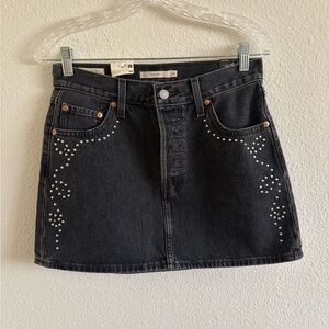 Levi's Black Denim Icon Skirt with Silver Decorations